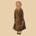 Late 19th C Folk Composition and Cloth Doll