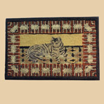 Fabulous Late 19th C Hooked Rug with Cat