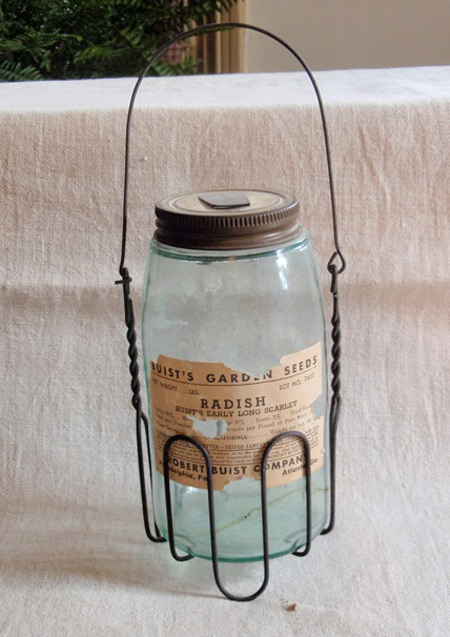 Old Seed Jar and Wire Holder