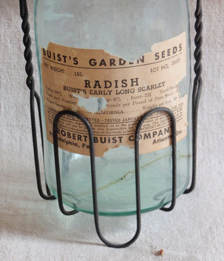 Old Seed Jar and Wire Holder