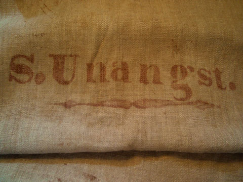 Early 19th C Signed Tow Grainbag